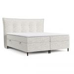 Pat boxspring gri deschis cu spațiu de depozitare 200x200 cm Sinai – Maison de Rêve