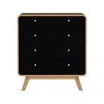 Comodă neagră/în culoare naturală înaltă cu aspect de lemn de stejar 80x88 cm Cassie – Støraa