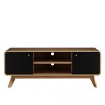 Comodă TV neagră/în culoare naturală cu aspect de lemn de stejar 140x53 cm Cassie – Støraa