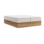 Pat boxspring în culoare naturală/maro deschis cu spațiu de depozitare 200x200 cm Faro – Maison de Rêve