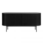 Comodă neagră joasă cu aspect de lemn de stejar cu ușă glisantă 73x160 cm Siena – Unique Furniture