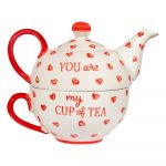 Set pentru ceai roșu/alb din ceramică You are My Cup of Tea – Sass & Belle