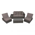 Set de lounge de grădină din rattan artificial gri pentru 4 persoane Alcudia - Garden Pleasure