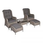 Set de lounge de grădină din rattan artificial gri pentru 2 persoane Valencia - Garden Pleasure