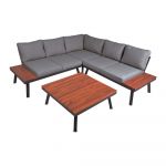 Set de lounge de grădină gri din lemn masiv de salcâm pentru 4 persoane Theresa - Garden Pleasure