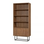 Bibliotecă în culoare naturală cu aspect de lemn de nuc 80x182 cm Rodez – Kalune Design