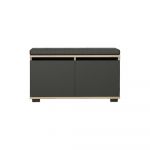 Pantofar negru/în culoare naturală cu bancă cu aspect de lemn de nuc Drago – Kalune Design