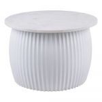 Măsuță de cafea albă rotundă cu blat cu aspect de marmură ø 52 cm Luscious – Leitmotiv