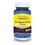 Ca+Mg+Se+Si+Zn Organice cu Vitamina D3, 60 capsule, Herbagetica