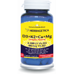 Complex Natural D3+K2+Ca, 30 capsule vegetale, Herbagetica
