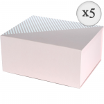 Set 5 cutii cadouri, Quasar & Co.®, pliabile, inchidere magnetica, carton 2 mm, 19 x 13.5 x 11.5 cm, roz pal