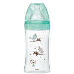 Biberon din sticla pentru initiere anti-colici 0-6 luni Debit 2 Pasari, 270ml, Dodie