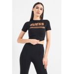 Tricou crop cu imprimeu logo pentru fitness