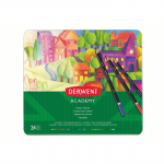 Creioane Colorate Derwent Academy, Cutie Metalica, 24 Buc/set