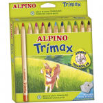 Creioane Colorate Triunghiulare, Cutie Carton, 12 Culori/set, Alpino Trimax Jumbo