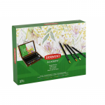 Set Complet Pentru Desen Derwent Academy, Cutie Din Lemn, Creioane Colorate, 28 Buc/set, Culori Meta