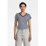 Tricou slim fit din bumbac organic cu decolteu in V si model cu dungi