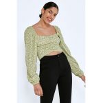 Bluza crop cu imprimeu floral