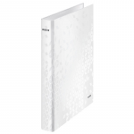 Caiet Mecanic Leitz Wow, Carton Laminat, Partial Reciclat, Fsc, A4, Mecanism 2dr, Inel 25 Mm, Alb