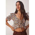 Bluza crop cu imprimeu floral