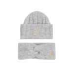 Set de căciulă și bentiță Tommy Hilfiger Th Timeless Beanie + Headband AW0AW15370P4A Gri