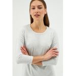 Bluza de pijama cu model in dungi si maneci cazute