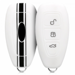 Husa Cheie Auto pentru Ford - 3 Butoane - Keyless Go, Silicon, Alb, 44708.04