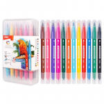 Set 12 Carioci cu Varf Dublu Fin/Carioca, Deli Color Emotion, Culori Lavabile, Multicolore