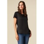 Bluza cu maneci scurte si aspect satinat