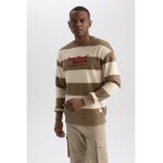 Bluza sport cu model in dungi si broderie text