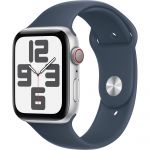 Apple Watch SE2 2023, GPS, Cellular, 44 mm, Storm Blue Sport Band, Silver Aluminium Case, S/M