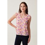 Bluza cu decolteu in V si imprimeu floral