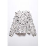 Bluza cu model floral si volane Louisa