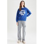 Bluza sport cu imprimeu si maneci cazute