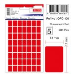 Etichete Autoadezive Color, 12 X 17 Mm, 280 Buc/set, Tanex - Rosu Fluorescent