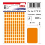 Etichete Autoadezive Color, 8 X 12 Mm, 550 Buc/set, Tanex - Orange Fluorescent
