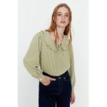 Bluza cu model gingham si guler Peter Pan