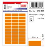 Etichete Autoadezive Color, 12 X 30 Mm, 150 Buc/set, Tanex - Orange Fluorescent