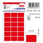 Etichete Autoadezive Color, 22 X 32 Mm, 90 Buc/set, Tanex - Rosu Fluorescent