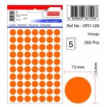 Etichete Autoadezive Color, D13 Mm, 350 Buc/set, Tanex - Orange