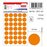 Etichete Autoadezive Color, D16 Mm, 240 Buc/set, Tanex - Orange