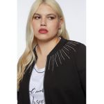 Bluza sport din amestec de bumbac cu aplicatii de paiete si fermoar