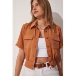 Camasa crop cu buzunare cu clapa