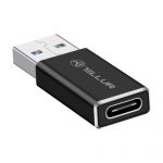 Adaptor Tellur, USB-A Tata - USB-C Mama, Negru