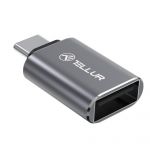 Adaptor Tellur, USB-C Tata - USB-A Mama, 3A, 10 Gbps, Argintiu