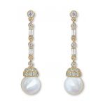 Cercei drop placati cu aur de 14K cu zirconia