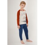 Pijama cu pantaloni lungi si model colorblock