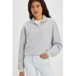 Bluza sport de bumbac cu fermoar scurt
