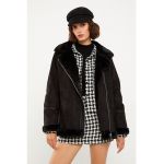 Palton scurti lejer de blana shearling sintetica