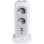 Prelungitor Verbatim Tip Turn EUPT-01, 11 Prize, 2 x USB-C si USB-A, Alb